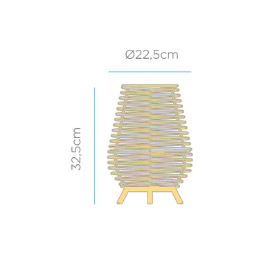 Découvrez la lampe de table sans fil Bossa 30 : design naturel en fibres tressées, base aimantée pour une installation facile et déplacement pratique. Dimensions.