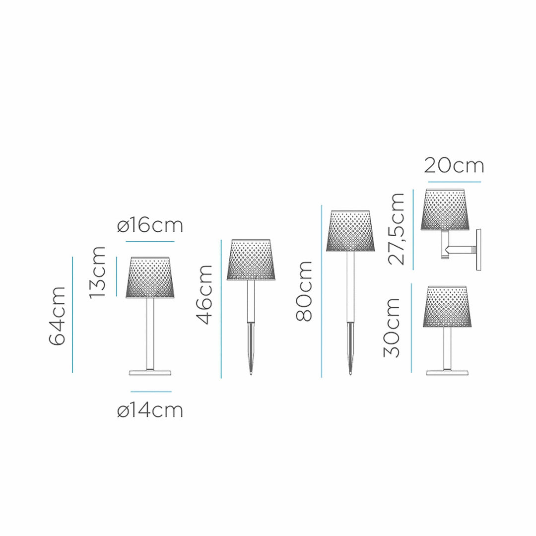 Optez pour Greta : lampe solaire 5 en 1, allumage automatique avec capteur crépusculaire, recharge solaire et USB. Fabriquée à partir de matériaux recyclés. Dimensions.