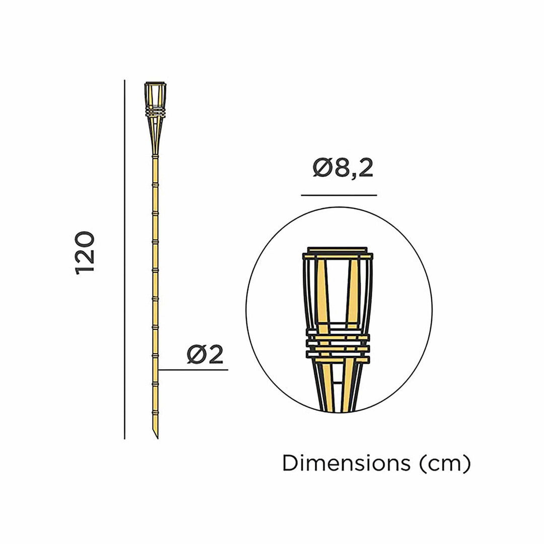 Découvrez Hiama de Newgarden : pointe de jardin en bambou, module LED solaire, capteur crépusculaire pour un éclairage automatique, effet flamme.