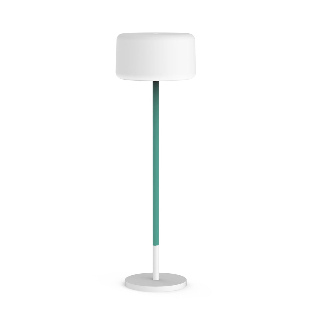 Découvrez Chloe Plant de Newgarden : lampe sur pied en bois et polyéthylène, parfaite pour intérieur et extérieur avec télécommande incluse. Menthe