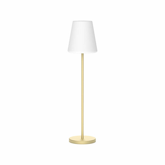 Lola Slim 120 de Newgarden : lampe sur pied LED, 600 lumens, polyéthylène blanc, pied métallique, parfaite pour éclairer vos moments de détente. laiton.