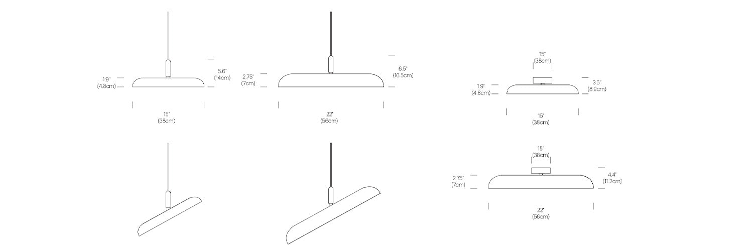 Nivél, lampes suspendues ou murales rondes, par Pablo Designs, dimensions