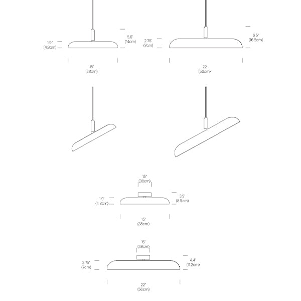 Nivél, lampes suspendues ou murales rondes, par Pablo Designs, dimensions