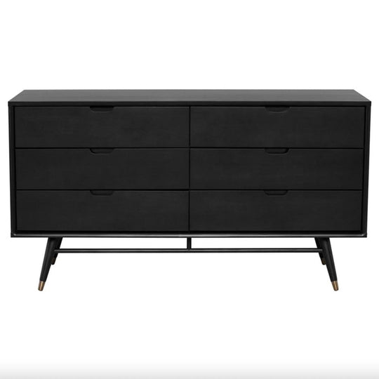 Nuevo Daniel, buffet avec 6 tiroirs de rangement, en bois, noir