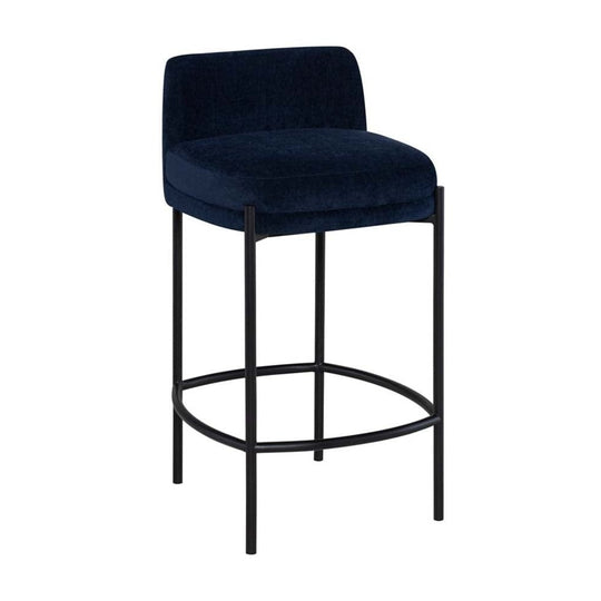 Nuevo Inna, tabouret de comptoir avec une assise rembourré et confortable et un dossier, en acier et tissu, crépuscule