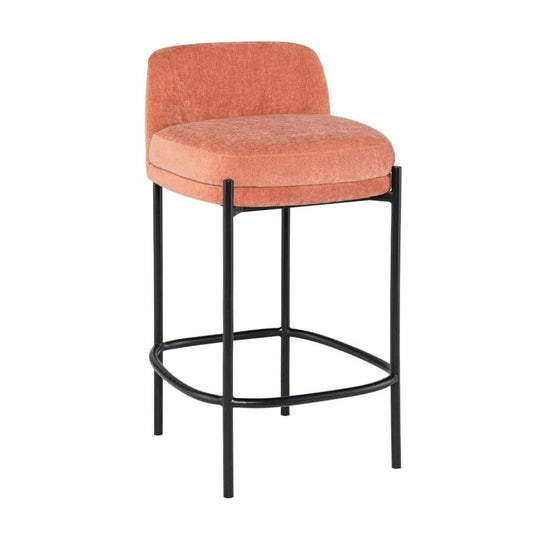 Nuevo Inna, tabouret de comptoir avec une assise rembourré et confortable et un dossier, en acier et tissu, nectarine