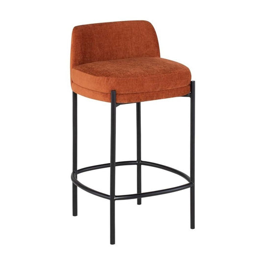 Nuevo Inna, tabouret de comptoir avec une assise rembourré et confortable et un dossier, en acier et tissu, terracotta