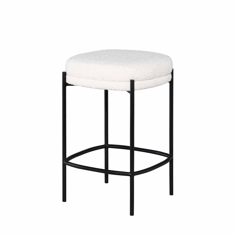 Nuevo Inna, tabouret de comptoir avec une assise rembourré et confortable, en acier et tissu, boucle de babeurre