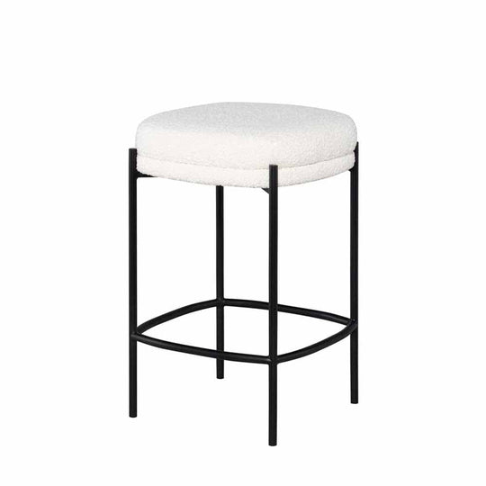 Nuevo Inna, tabouret de comptoir avec une assise rembourré et confortable, en acier et tissu, boucle de babeurre