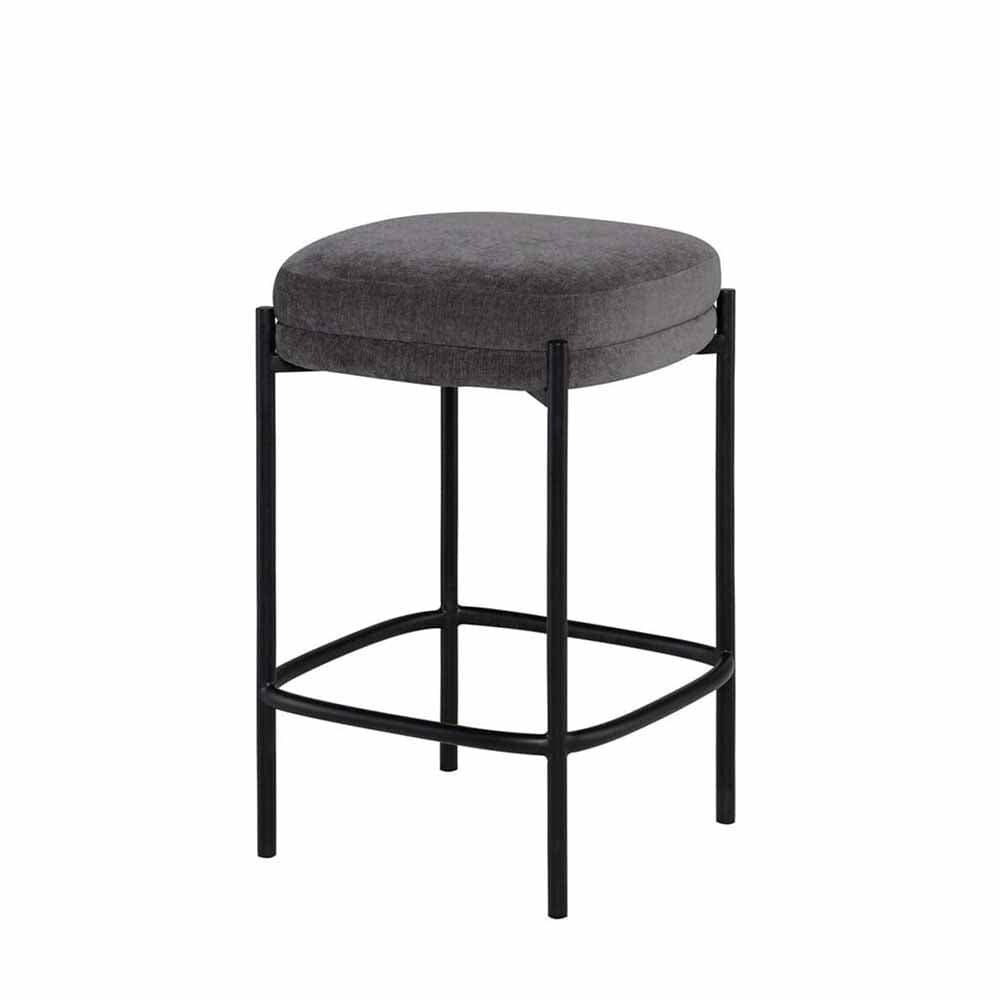 Nuevo Inna, tabouret de comptoir avec une assise rembourré et confortable, en acier et tissu, ciment