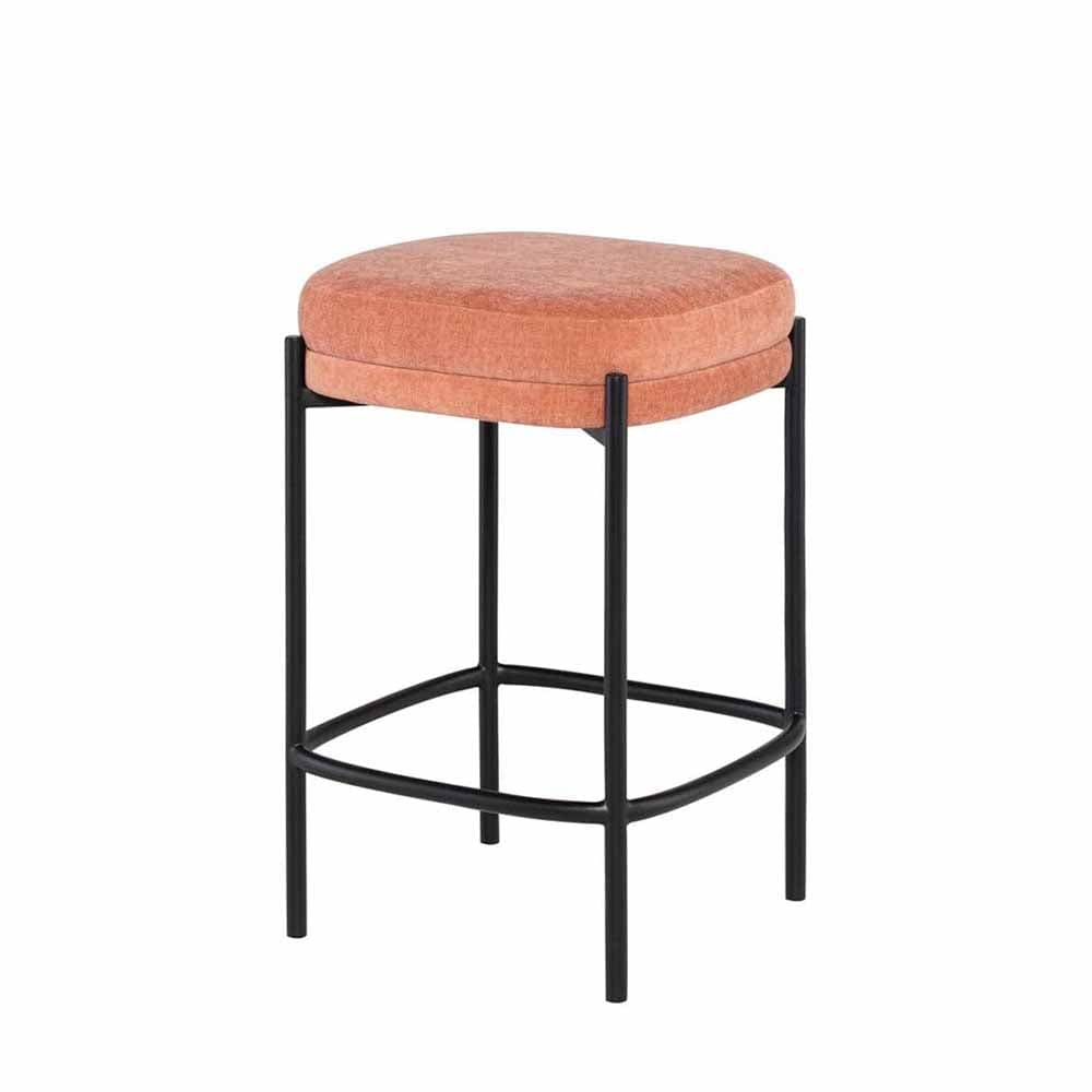 Nuevo Inna, tabouret de comptoir avec une assise rembourré et confortable, en acier et tissu, nectarine