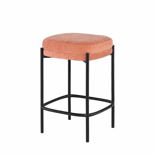 Nuevo Inna, tabouret de comptoir avec une assise rembourré et confortable, en acier et tissu, nectarine