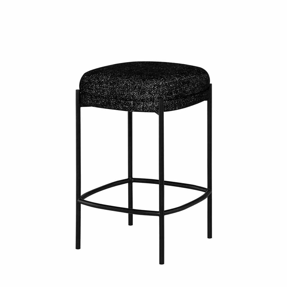 Nuevo Inna, tabouret de comptoir avec une assise rembourré et confortable, en acier et tissu, sel et poivre