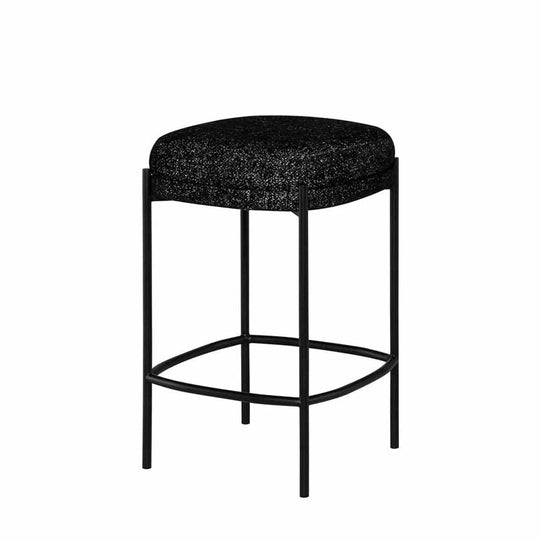 Nuevo Inna, tabouret de comptoir avec une assise rembourré et confortable, en acier et tissu, sel et poivre