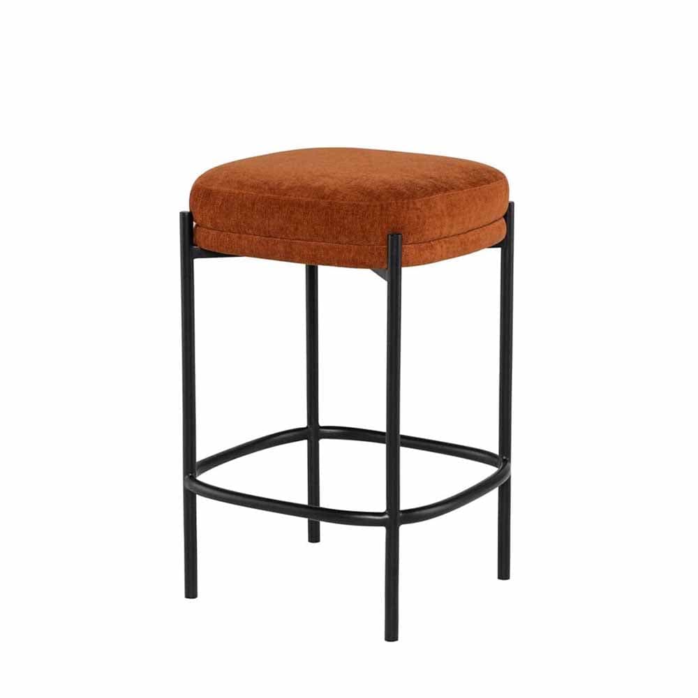 Nuevo Inna, tabouret de comptoir avec une assise rembourré et confortable, en acier et tissu, terracotta