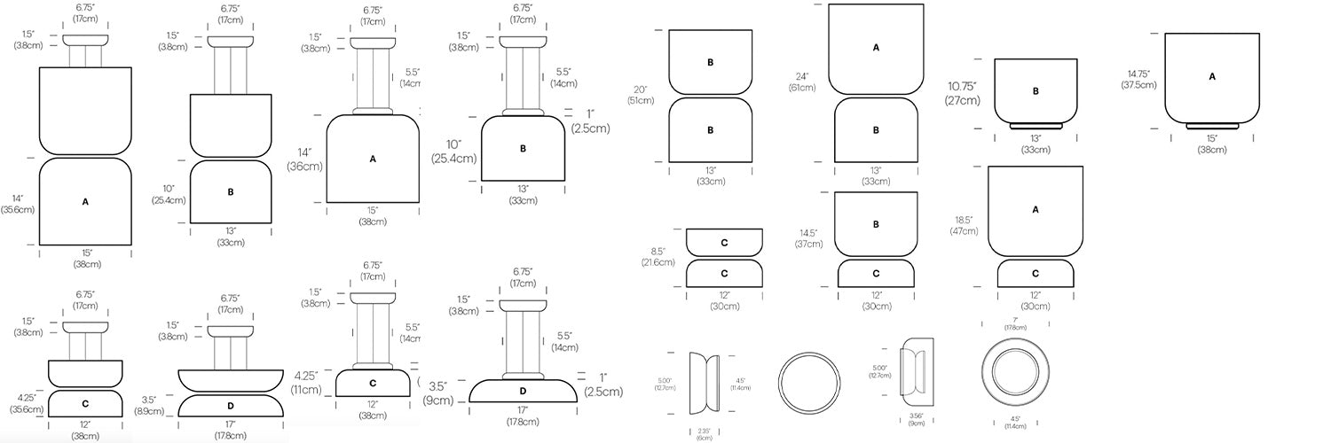 Lampes Totem de Pablo Designs, dimensions