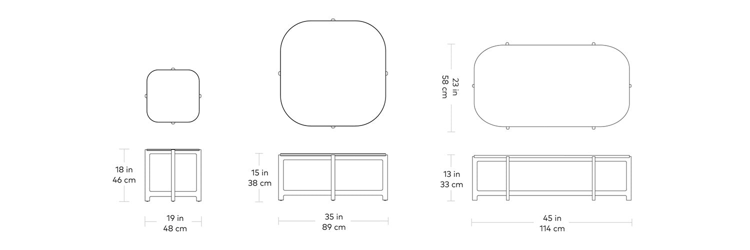 Quarry, tables en verre et bois par Gus* Modern, dimensions