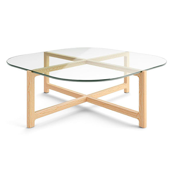 La table à café carrée Quarry est une version minimaliste de la sophistication décontractée. Les matériaux contrastés révèlent la combinaison saisissante du verre et du grain de bois.