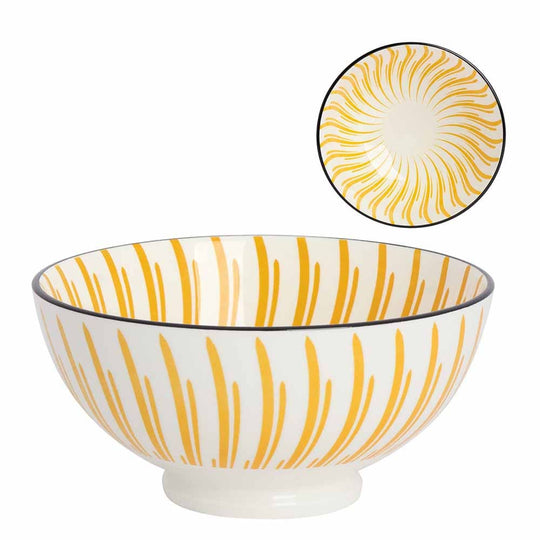 Torre & Tagus Kiri, bol coloré, en porcelaine, yellow sunburst / 8ʼʼ