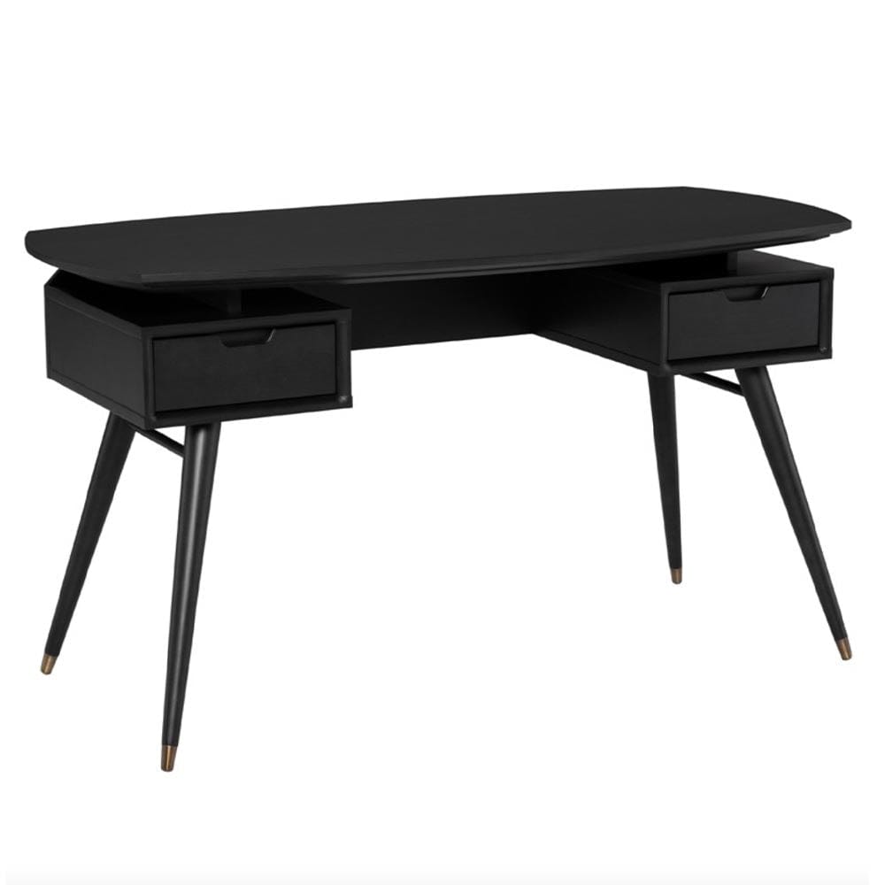 Nuevo Carel, bureau avec tiroirs, en bois et placage de bois, noir