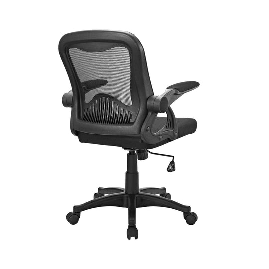 Le dossier en maille ergonomique de la chaise Advance offre un soutien progressif pour une posture saine et un confort prolongé. Noir.