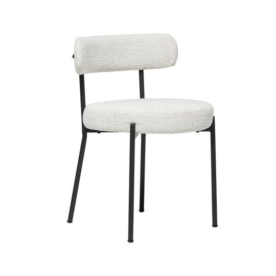 Sélection Nüspace Molly, chaise à dîner, en métal et tissu bouclé, blanc