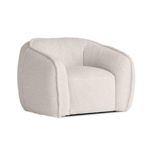 Mobital Duffy, fauteuil doux et pivotant en forme d'oursin, en tissu et bois, crème teddy
