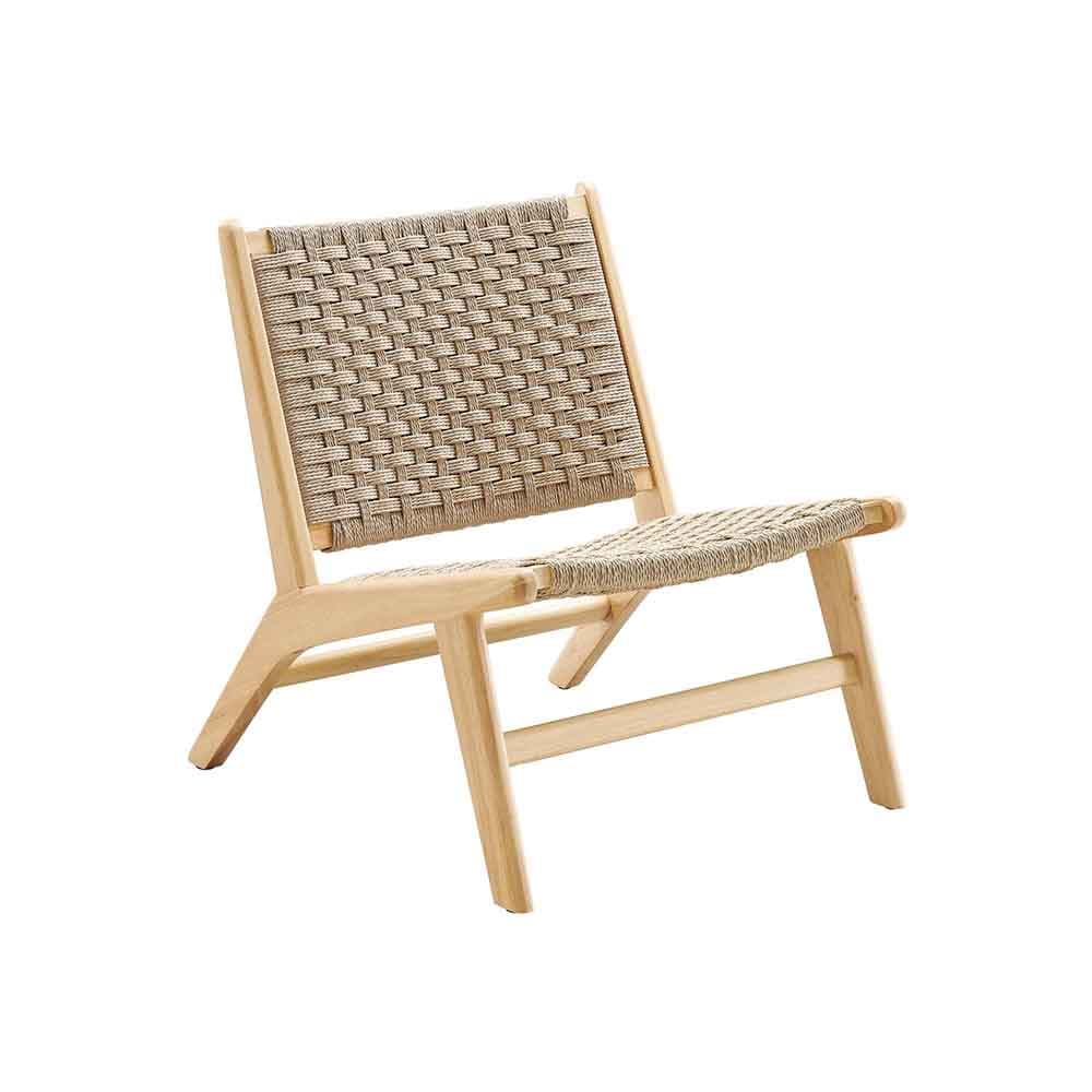 Saoirse, fauteuil, en bois et corde tressée, naturel