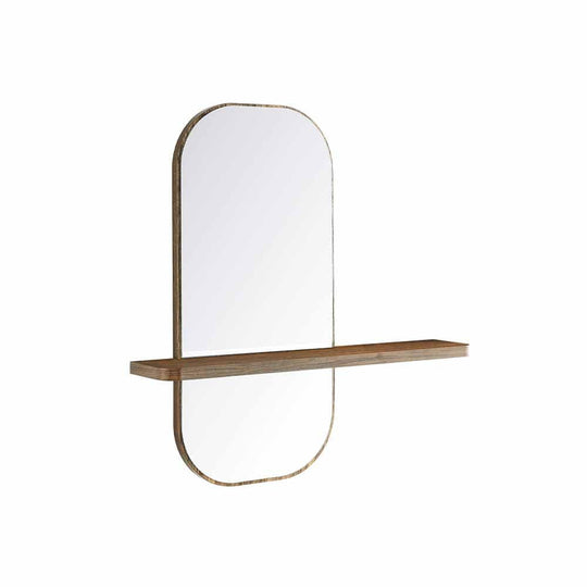 Distinguez votre espace avec le miroir Solstice. Bords arrondis, design en deux parties, et étagère pratique offrent une esthétique captivante et une fonctionnalité. Fabriqué en bois de mindi, alliant style et résistance.