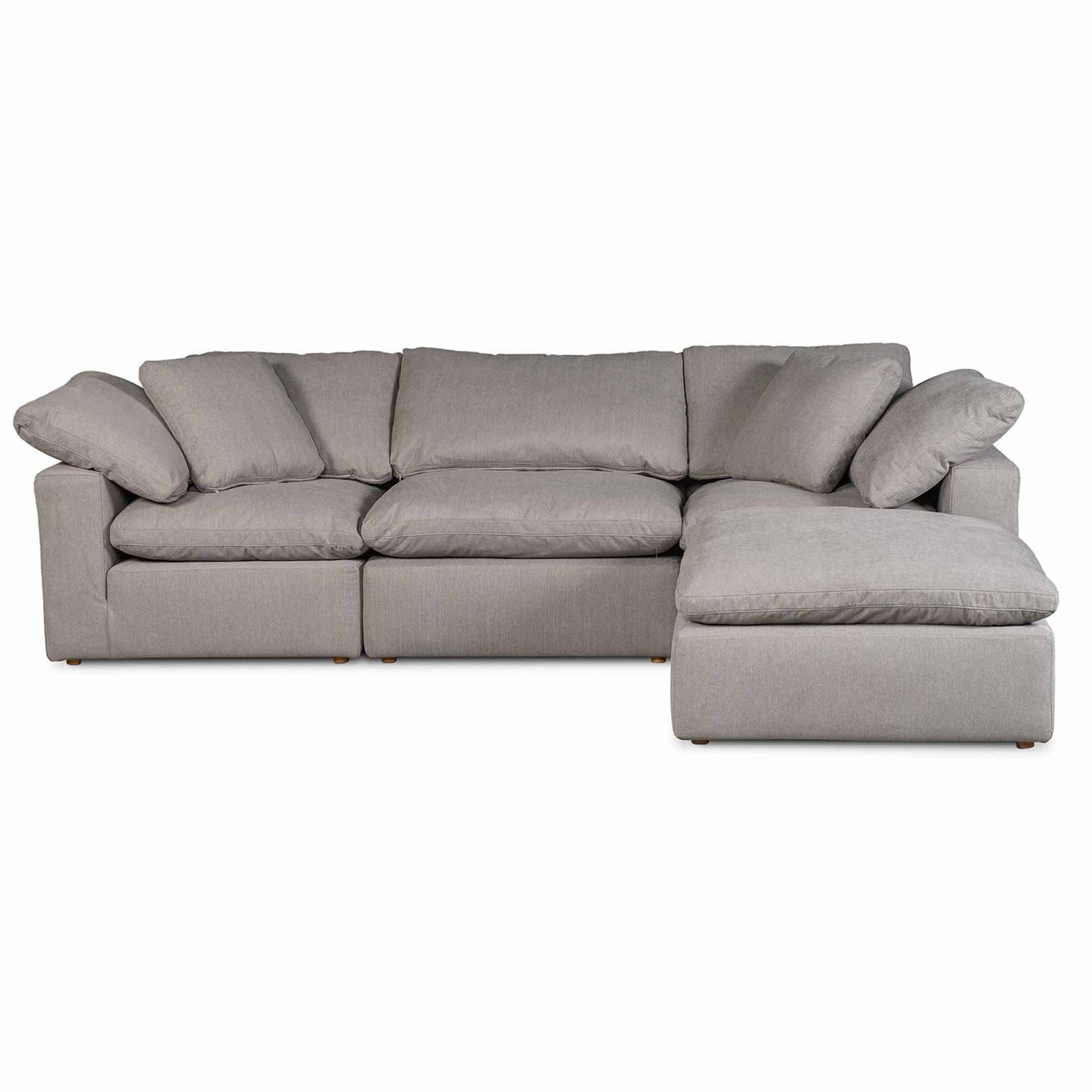 Moe's Home Collection, sofa sectionnel de 4 places avec un tissu résistant et des coussins bien rembourrés, en bois et tissu, gris clair
