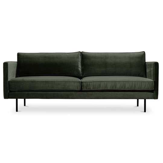 Moe's Home Collection Raphael, sofa accueillant 3 personnes, en bois et tissu polyester, vert foncé