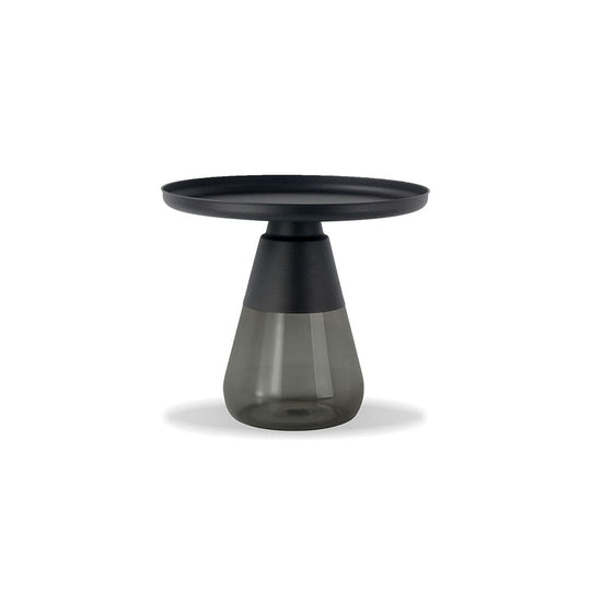 Mobital Duverre, table d'appoint ronde, en verre et aluminium, noir