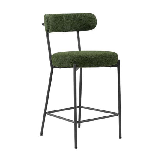 Sélection Nüspace Molly, tabouret de comptoir, en métal et tissu bouclé, vert