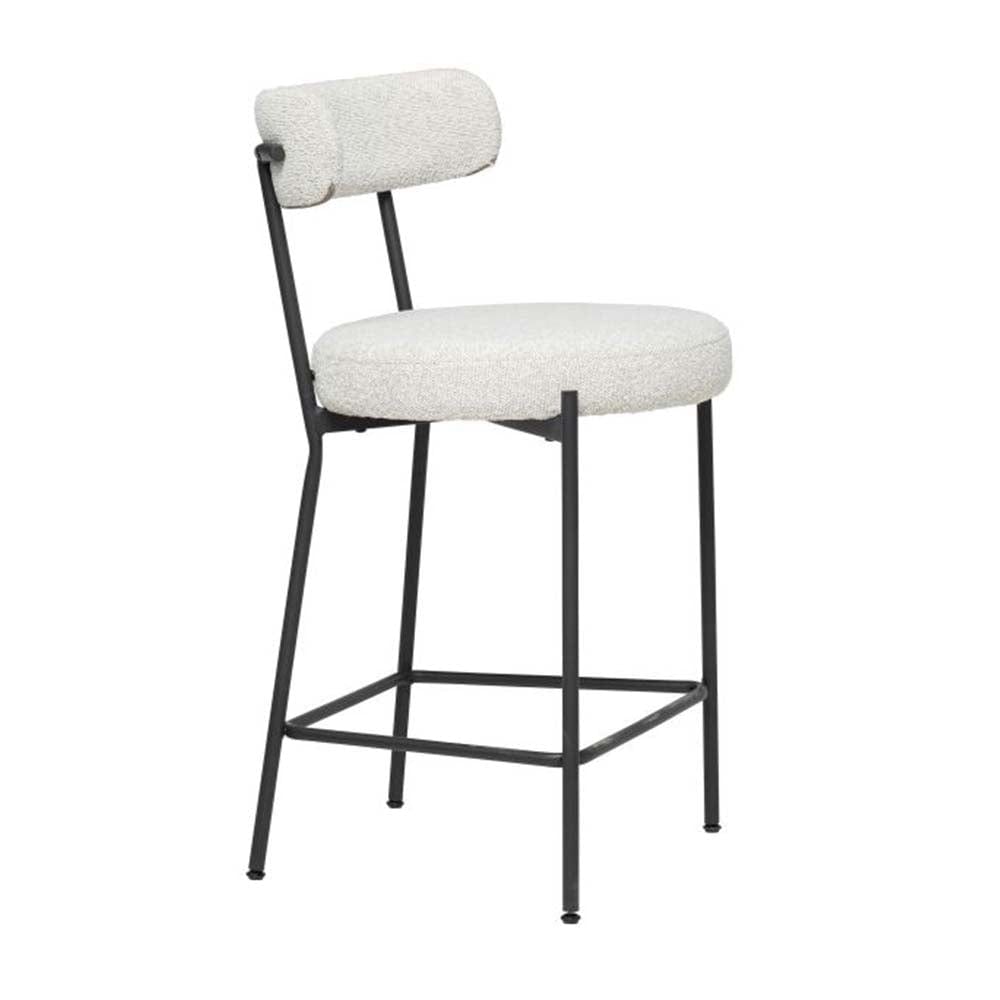 Sélection Nüspace Molly, tabouret de comptoir, en métal et tissu bouclé, blanc