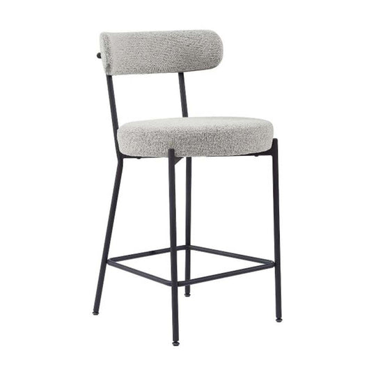 Sélection Nüspace Molly, tabouret de comptoir, en métal et tissu bouclé, gris