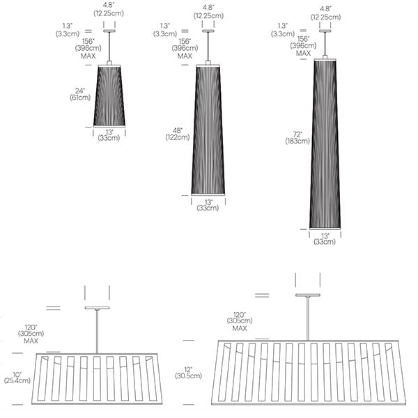 Solis, lampes suspendues avec des lamelles de tissu par Pablo Designs