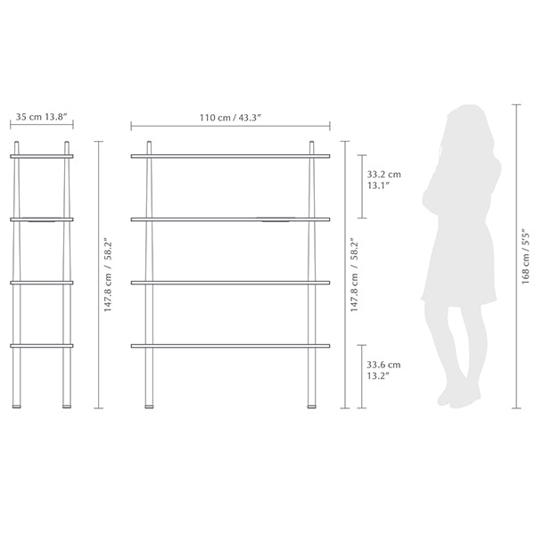 Stories, bibliothèque en bois, par Umage, dimensions