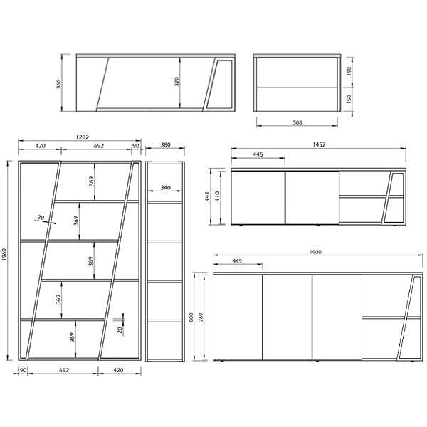 TemaHome Albi, collection de meuble comprenant des tables, buffets, meubles TV et bibliothèques, en bois, dimensions