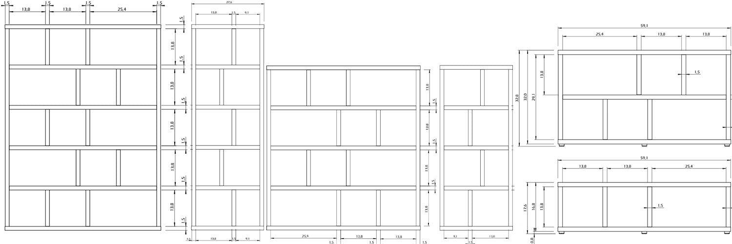 TemaHome Berlin, bibliothèques et meubles de rangement, en bois, dimensions