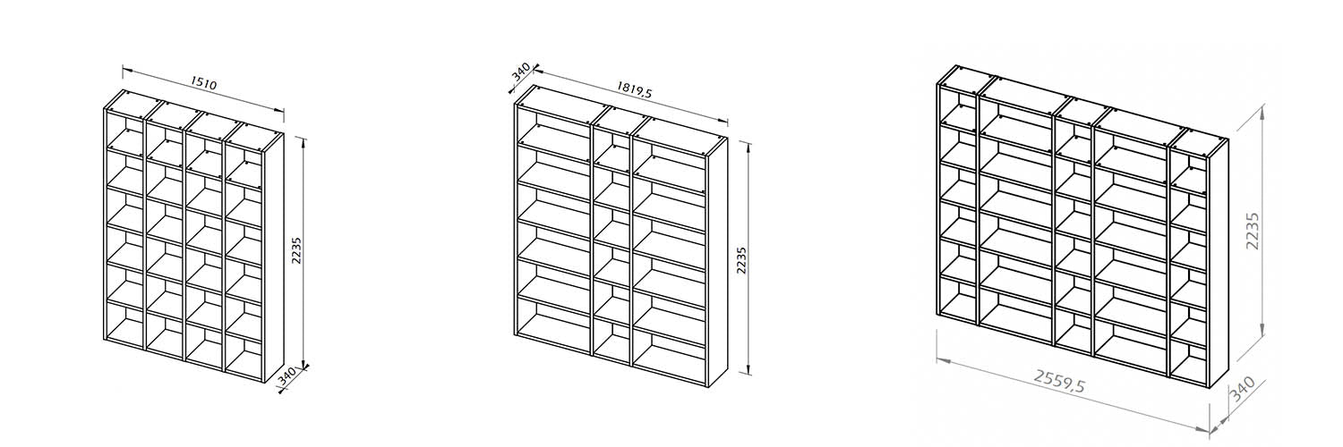 TemaHome Pombal, bibliothèque disponibles en plusieurs finitions et tailles, en bois, dimensions