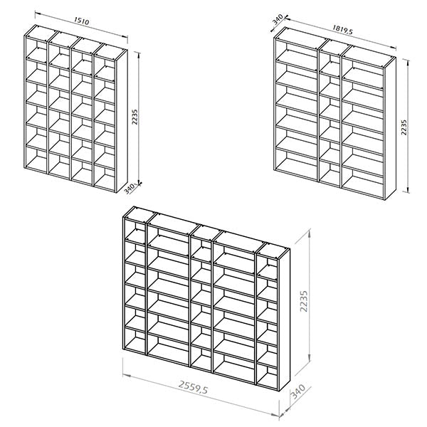 TemaHome Pombal, bibliothèque disponibles en plusieurs finitions et tailles, en bois, dimensions