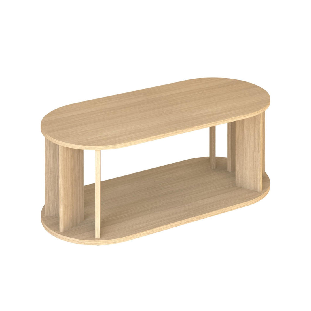 TemaHome Nora, table à café ovale avec rangement pour magazines et livres, en bois, chêne