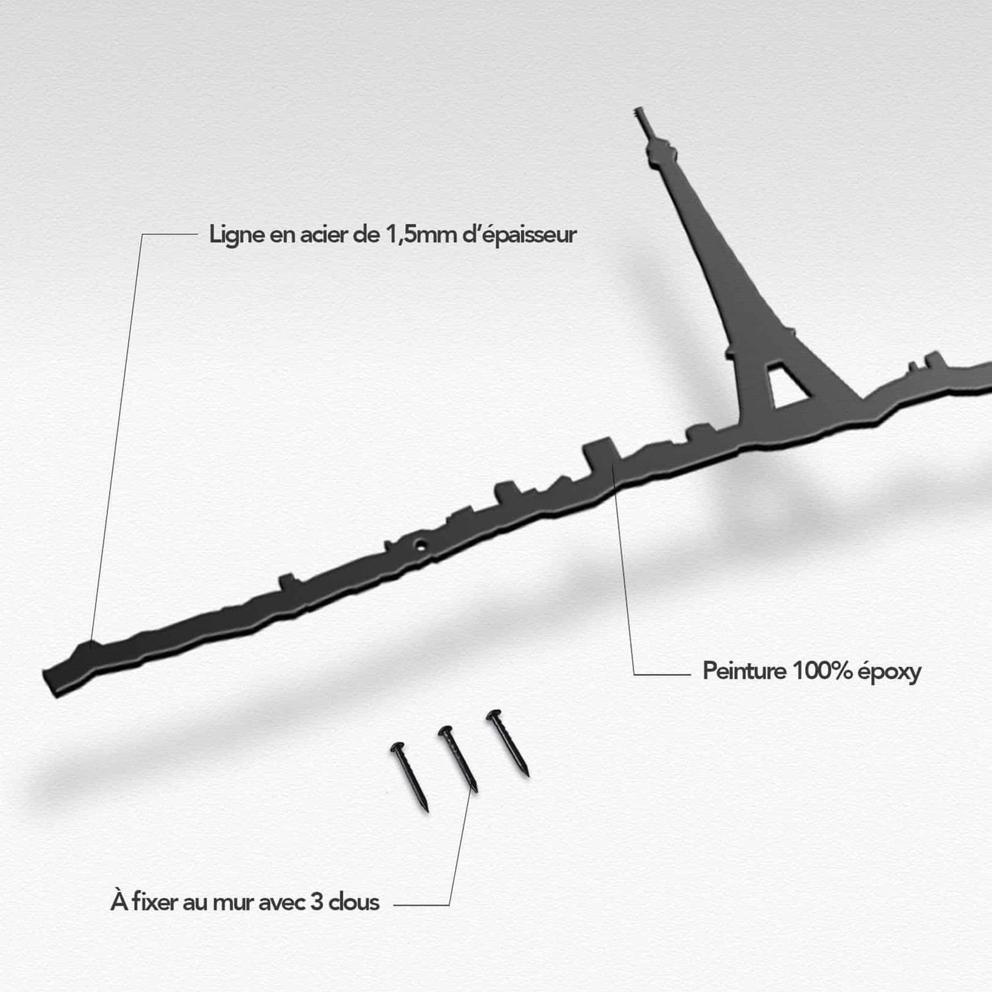 Transformez votre espace avec The Line : Représentation minimaliste de Paris, idéale pour toute pièce.