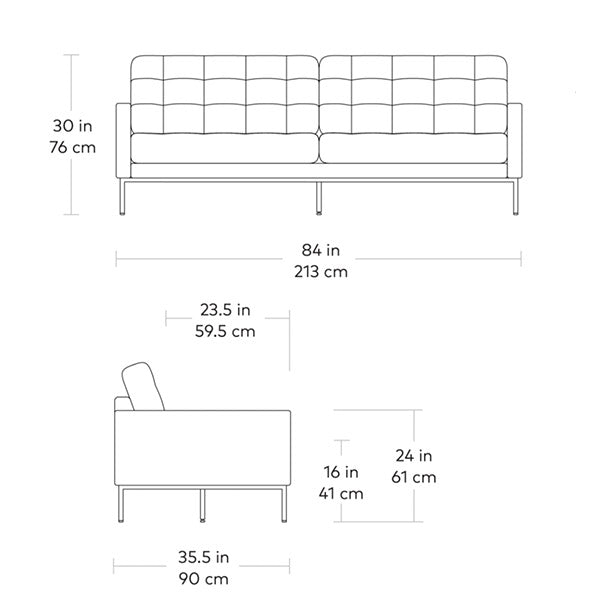 Towne, sofa par Gus* Modern, dimensions