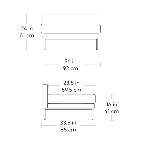 Towne Lounge, sofa par Gus* Modern, dimensions