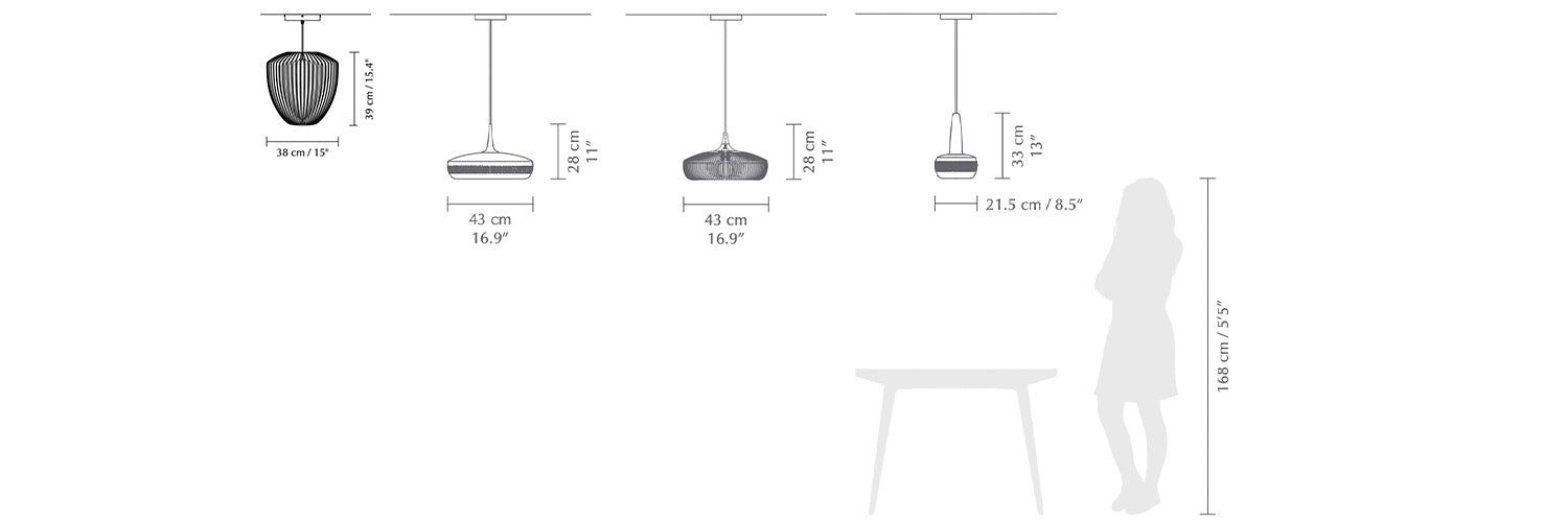 Clava, abat-jour en aluminium ou en bois, par Umage, dimensions