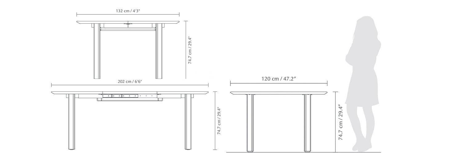 Umage Comfort Circle, table en bois ronde avec une version extensible, dimensions