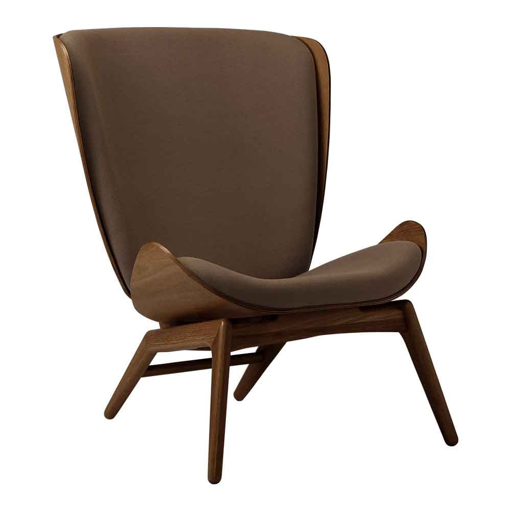 Umage The reader, fauteuil avec dossier haut, en bois et polyester, mocca, chêne foncé