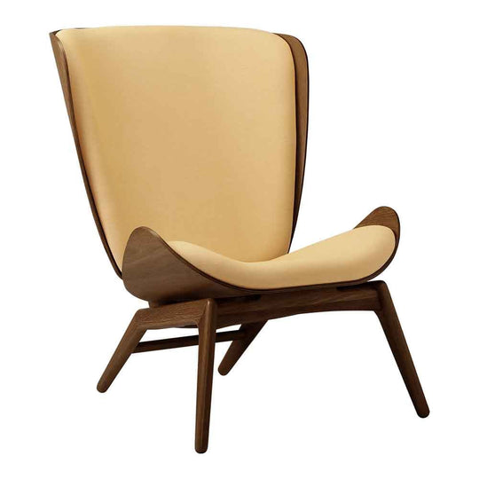 Umage The reader, fauteuil avec dossier haut, en bois et polyester, brillance estivale, chêne foncé