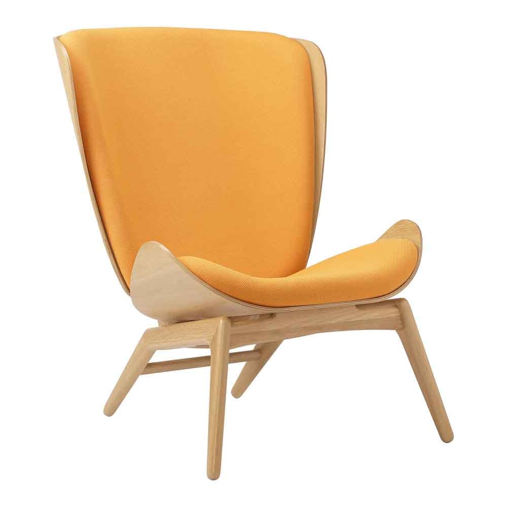 Umage The reader, fauteuil avec dossier haut, en bois et polyester, tangerine, chêne